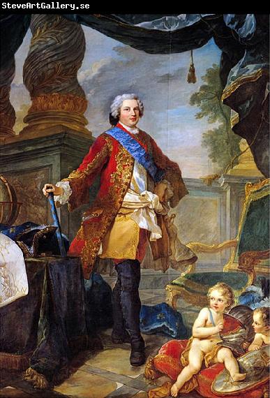 Charles-Joseph Natoire Portrait of Louis Dauphin of France with a Plan of the Siege of Tournai